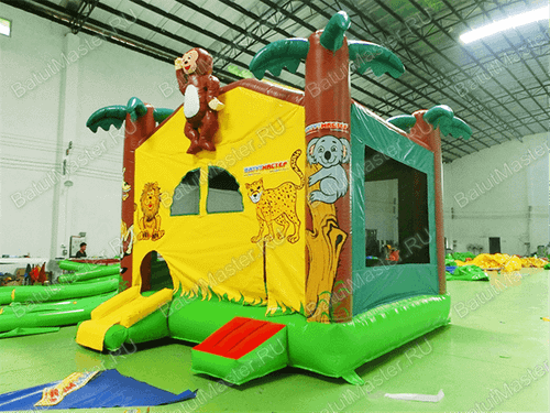 Коммерческий надувной батут "Джунгли" с крышей