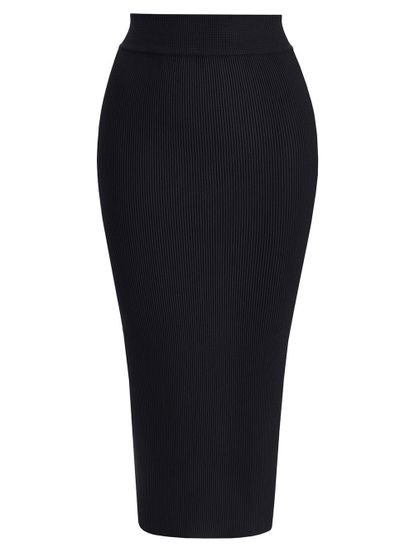 Женская юбка черного цвета из шерсти - фото 1