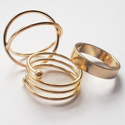 Кольца на фалангу пальцев "Спираль" под золото. Набор 3 штуки.Размер регулируется.