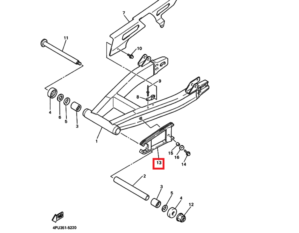 слайдер приводной цепи Yamaha XJR1200 XJR1300 4KG-22151-00-00