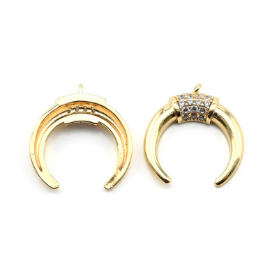 0386-12з Подвеска "Луна" с фианитами по центру 12мм, позолота