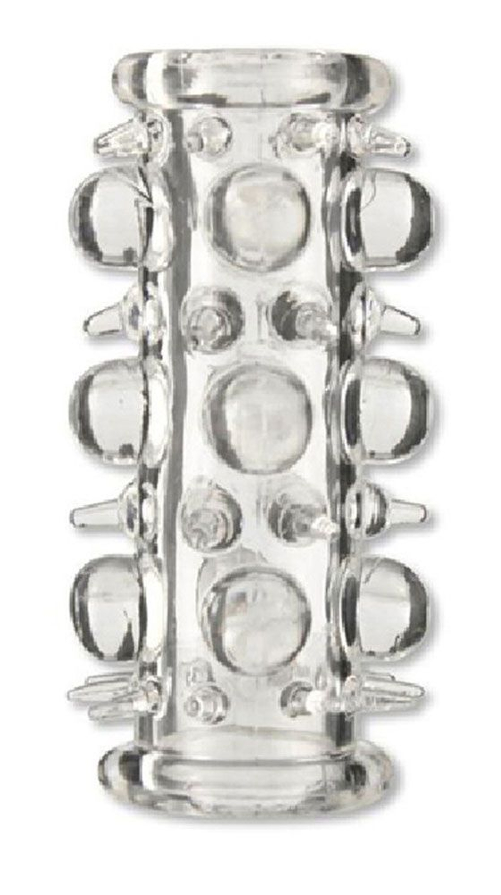 Прозрачная насадка на пенис с шипами и шишечками (Цвет: прозрачный)