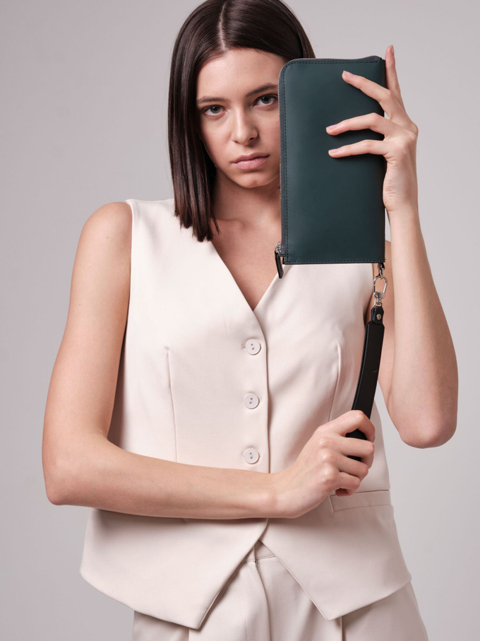 Клатч кожаный темно-зеленый