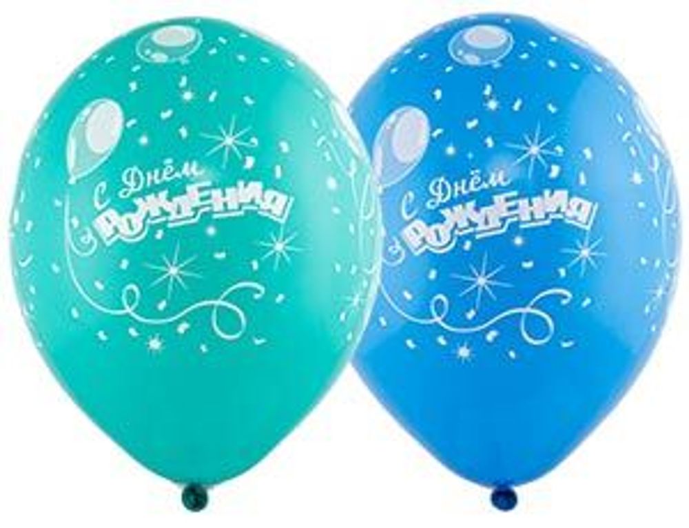 Шар (14"/36 см) Шелкография пастель, С ДР Шары Конфетти 25 шт.