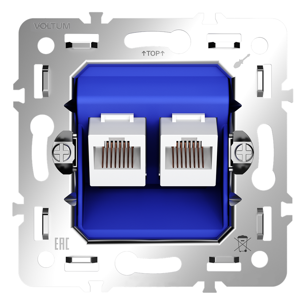 Механизм розетки компьютерной двойной RJ45+RJ45 кат.6,  Voltum S70 VLS0602M