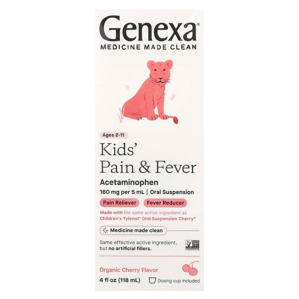 Genexa, Kids 'Pain & Fever, для детей 2–11 лет, органическая вишня, 118 мл (4 жидк. унц.)