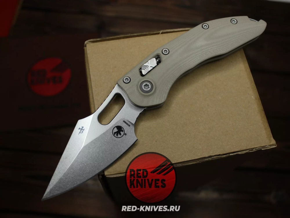 Нож Microtech Stitch Ram-Lok - рукоять песочный G10, клинок стоунвош RK-457