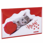 Папка-конверт с кнопкой BRAUBERG "FUNNY CAT" А4 160 мкм цветная печать (12 штук в упаковке)