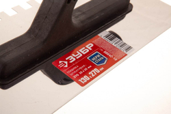 Гладилка Зубр Мастер 130x270мм, 10x10 мм, штукатурная зубчатая нержавеющая с пластиковой ручкой 08042-10