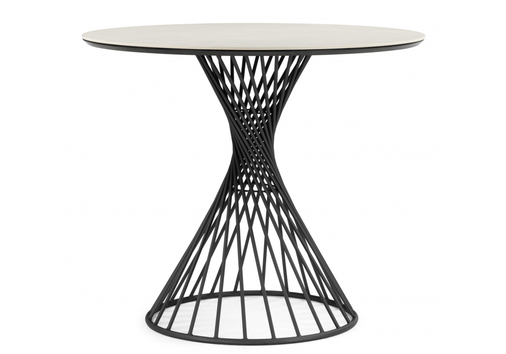 Керамический стол Woodville Вивиен 90 carmen light grey, черный