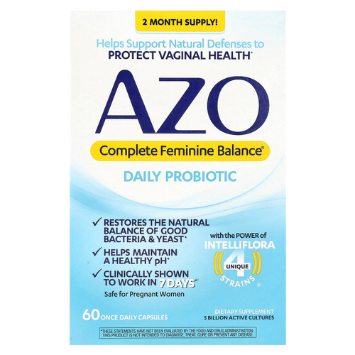 AZO, Complete Feminine Balance®, пробиотик для ежедневного приема, 60 капсул