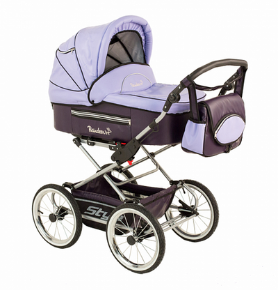 Детская коляска Reindeer Style Leather Collection 3 в 1 с конвертом (фиолетовый)