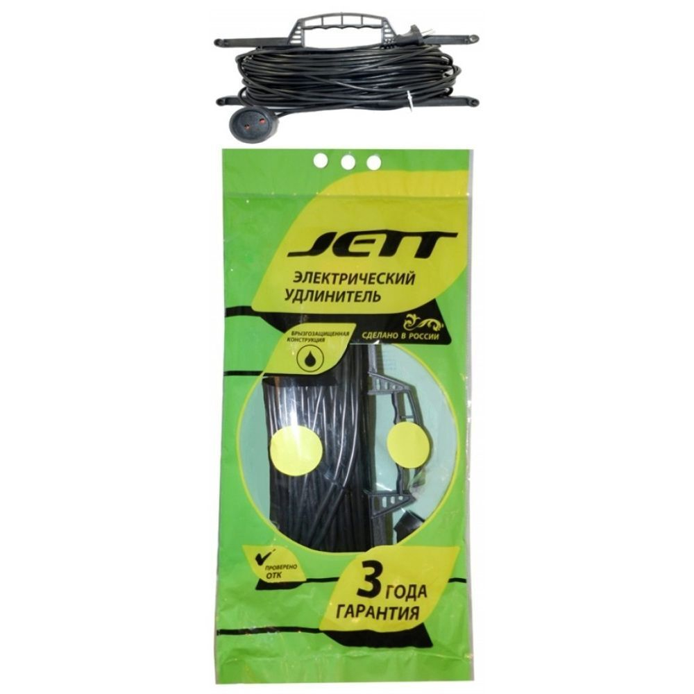 Удлинитель бытовой 1 гн, 10 м, 2х1.5 мм2, на рамке, Jett, РС-1, 157-010