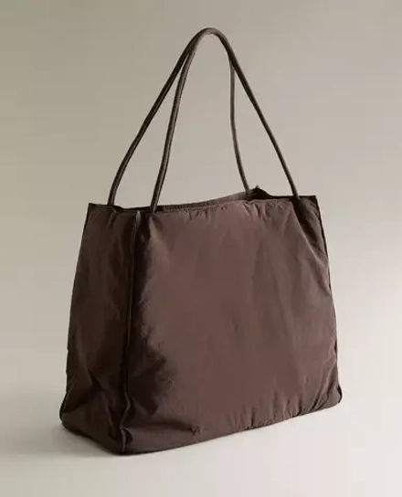 ZARA HOME ТКАНЕВАЯ СУМКА-ТОУТ, КОРИЧНЕВЫЙ