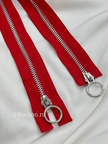 Молния серебро красная двухзамковая с кольцом
