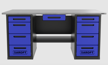 Верстак с ящиком двухтумбовый 4 ящиков /4 ящиков, синий 1800*700 GAROPT, GT1800Y1Y4Y4.blue
