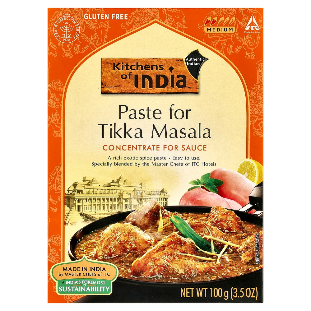 Kitchens of India, Паста для тикка-масалы, концентрат для соусов, средний, 3,5 унц. (100 г)