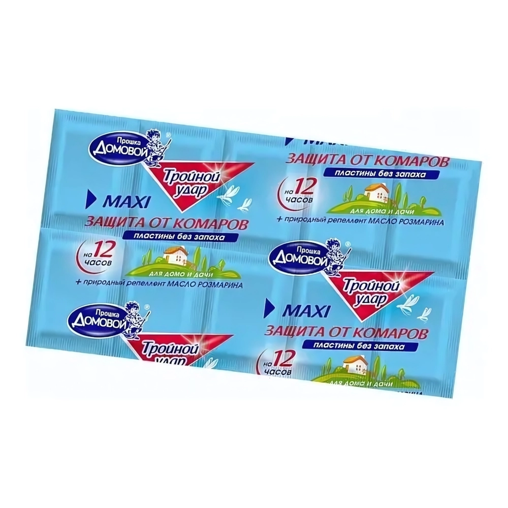 Пластины от комаров Домовой Прошка ТРОЙНОЙ УДАР