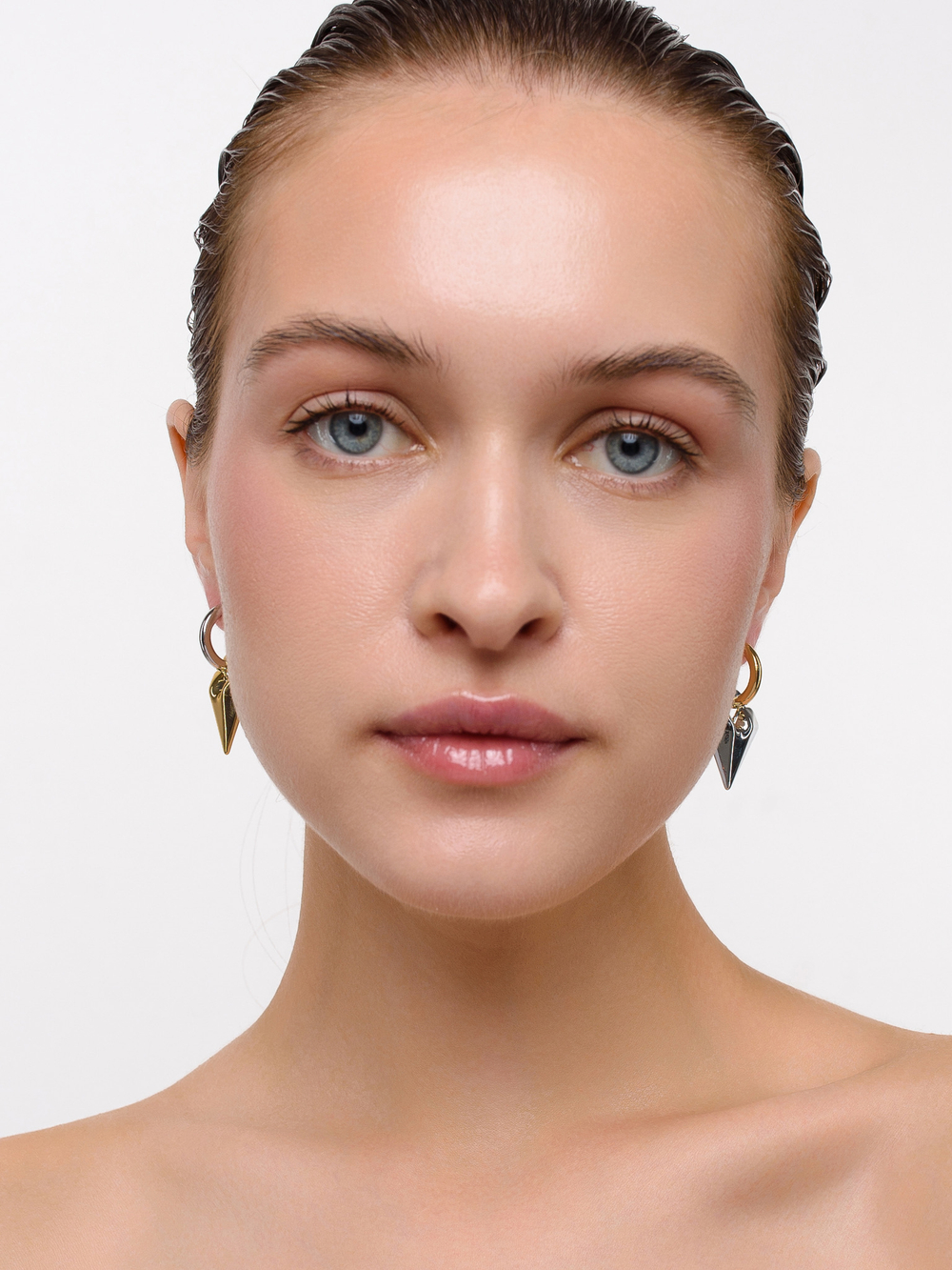 Серьги "Geometric heart" Bicolor