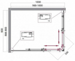 Душевой уголок BelBagno Uno 100х90 UNO-195-AH-2-100/90-C-Cr профиль Хром стекло прозрачное