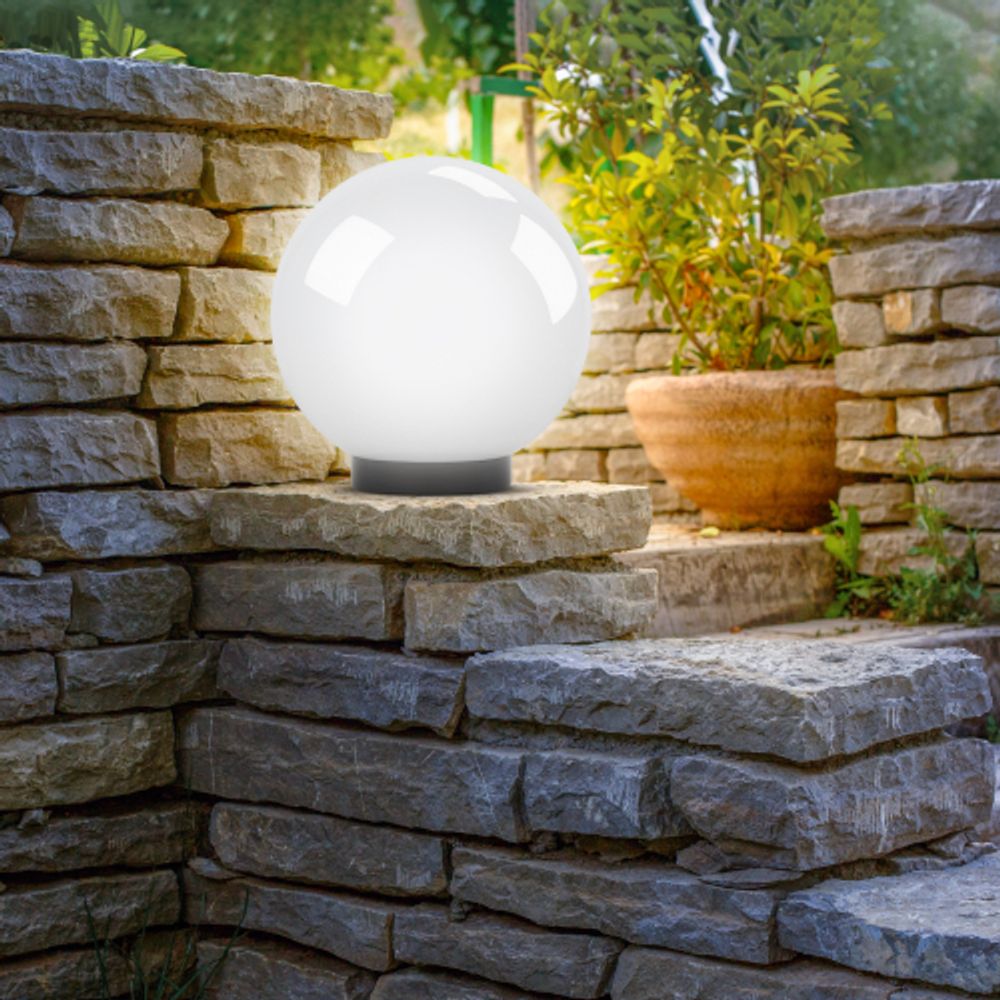 Садово-парковый светильник ЭРА НТУ 01-150-401 шар опаловый на опору / кронштейн IP44 Е27 max150Вт d400mm | Садово-парковые светильники