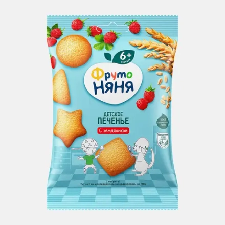 Печенье ФрутоНяня пшеница земляника с 6 месяцев 50г