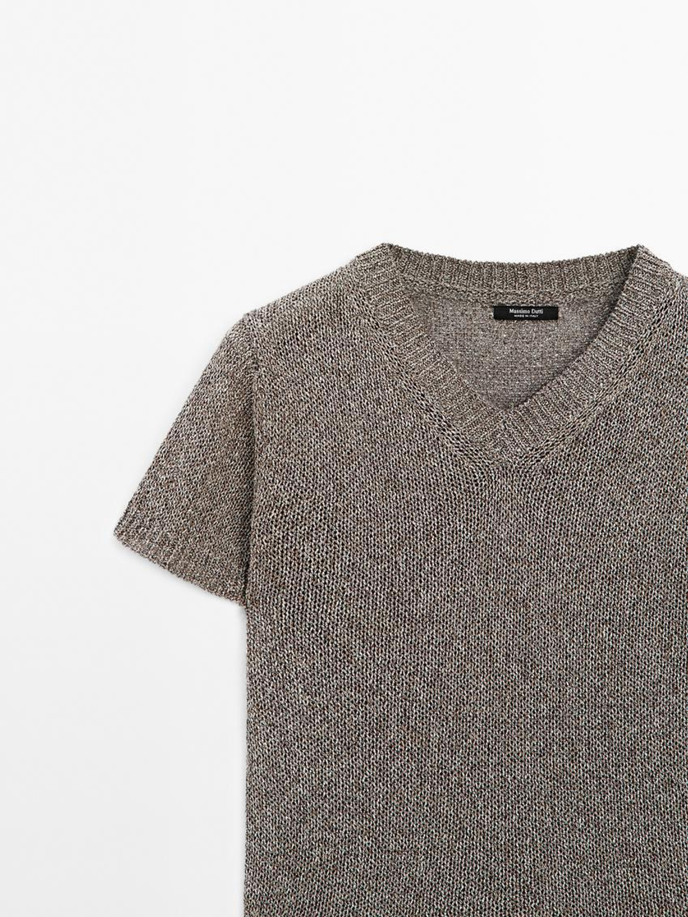 Massimo Dutti Трикотажный свитер, пестро-коричневый