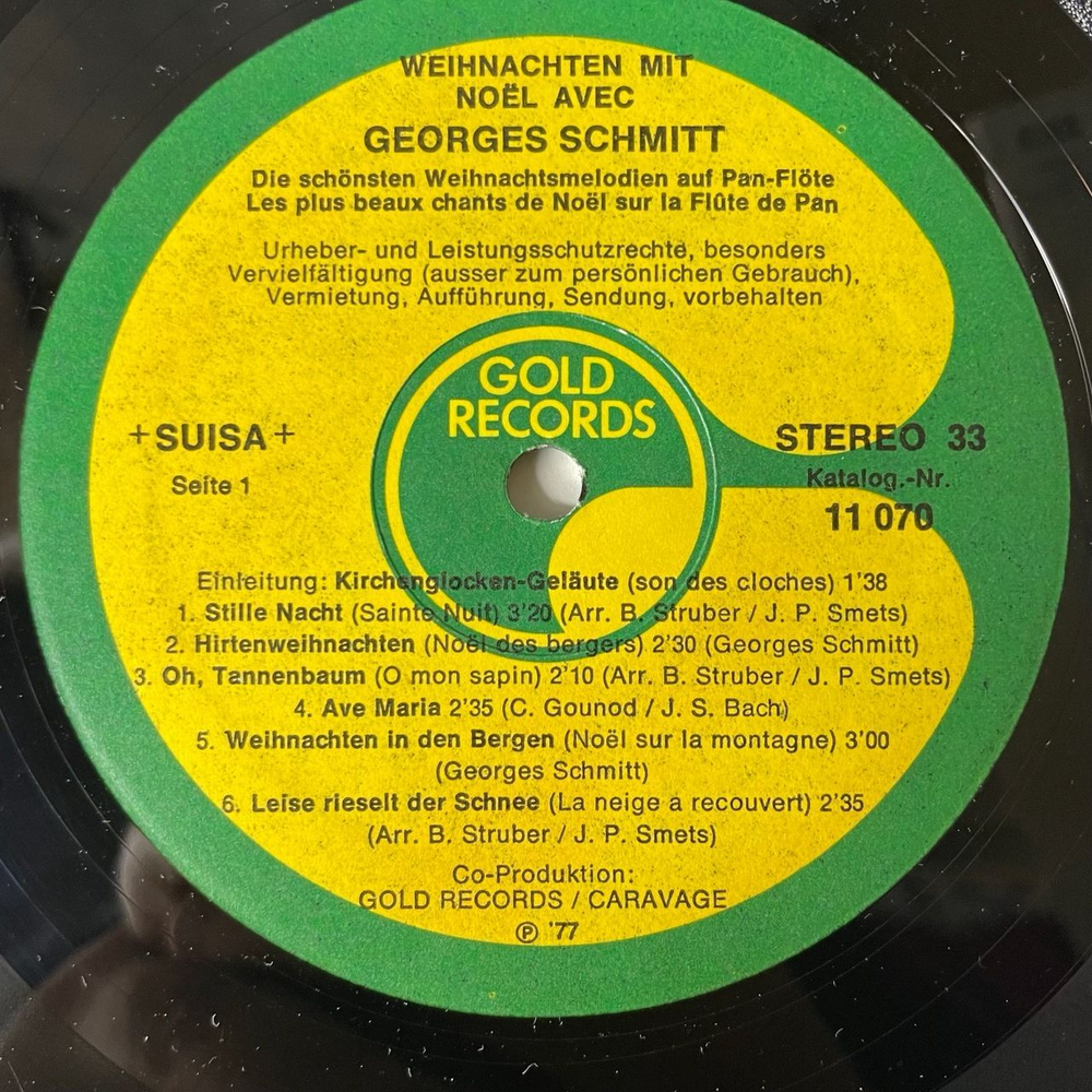 Винтажная виниловая пластинка LP Georges Schmitt Weihnachten Mit Georges Schmitt (Швейцария 1977)