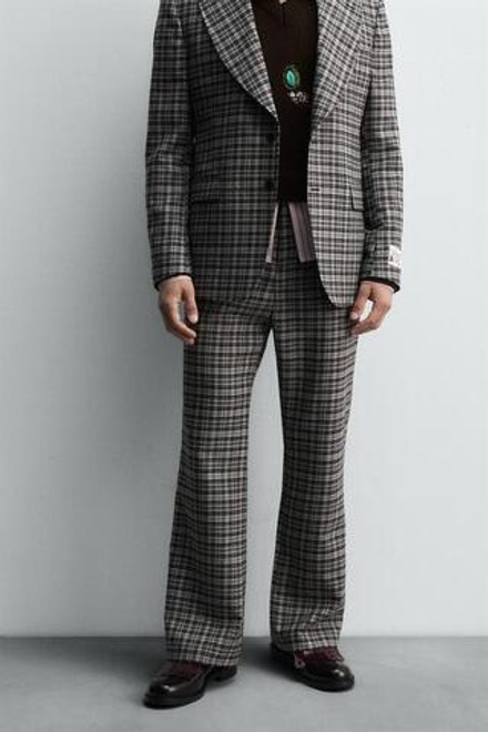 ZARA HARRY LAMBERT X DISNEY БРЮКИ В КЛЕТКУ, СЕРЫЙ