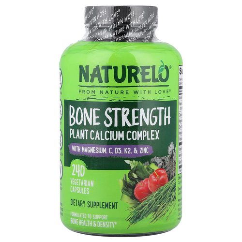 NATURELO, Bone Strength, комплекс растительного кальция, 240 вегетарианских капсул