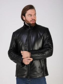 Куртка зимняя кожаная с капюшоном пуховик