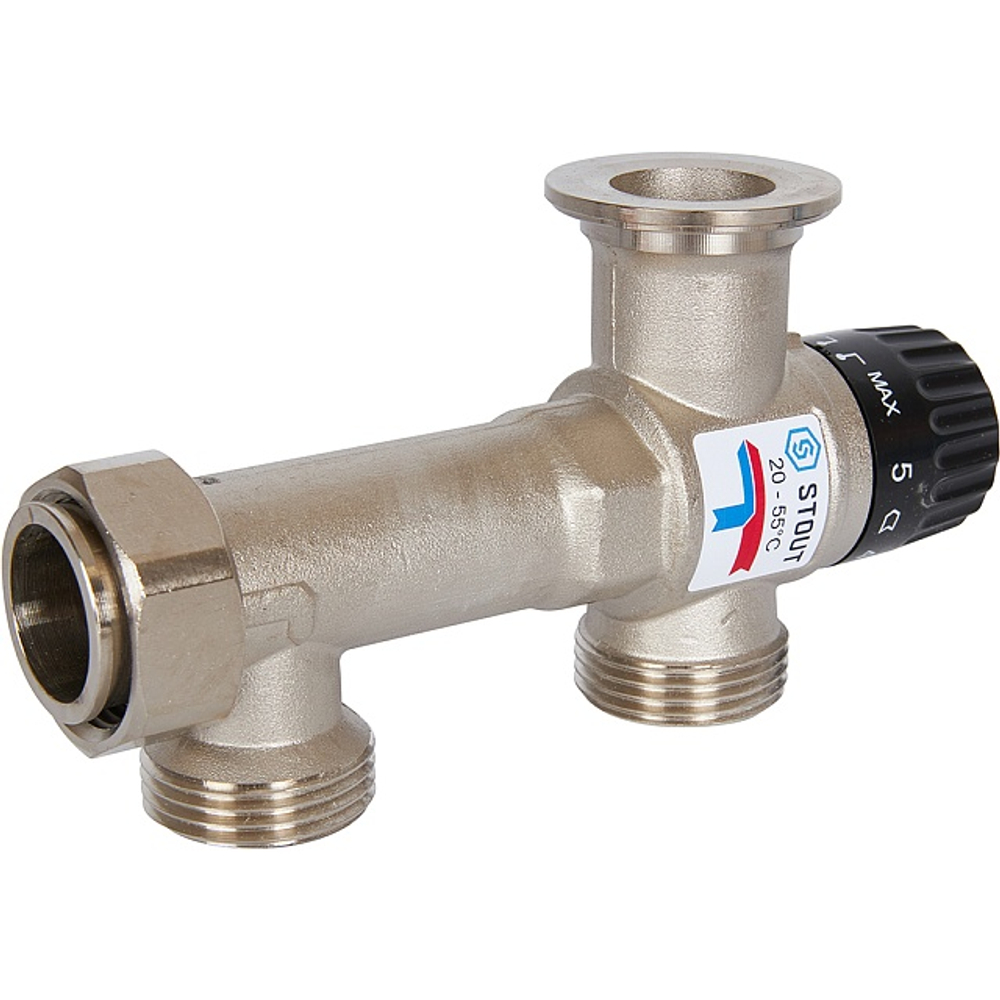 Насосно-смесительный узел STOUT - 1" (термоклапан 20-55°C, с дисплеем, без насоса)