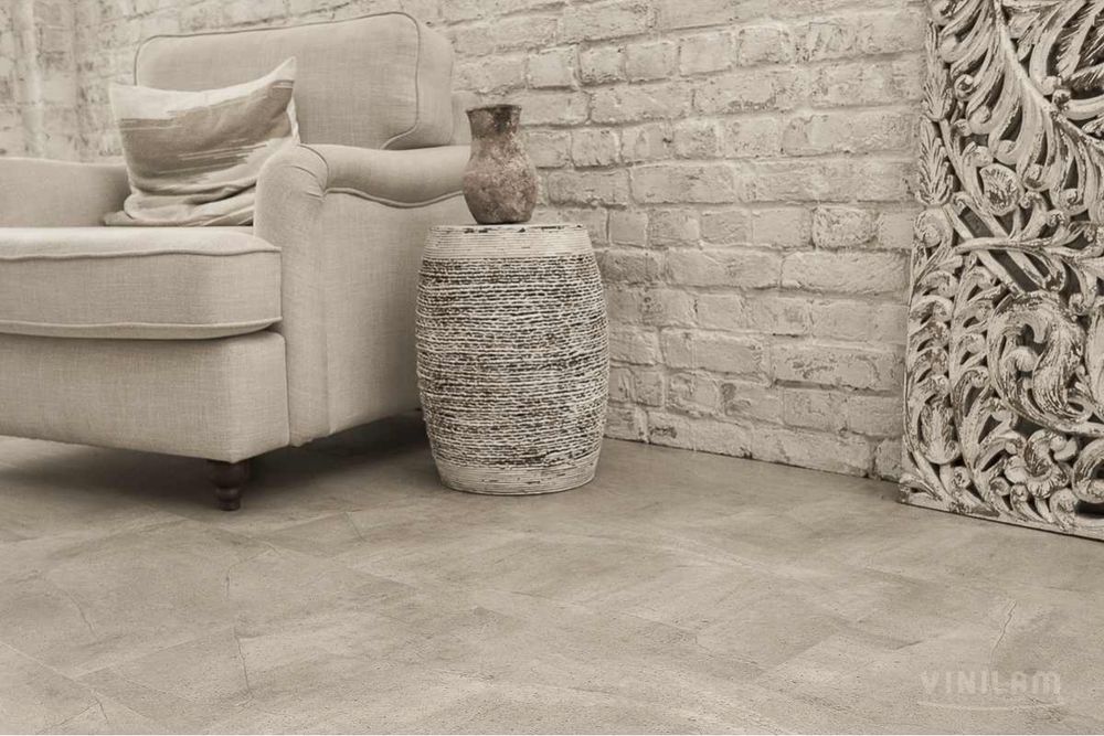 Кварцвиниловая плитка VINILAM CERAMO GLUE Бетонная Смесь