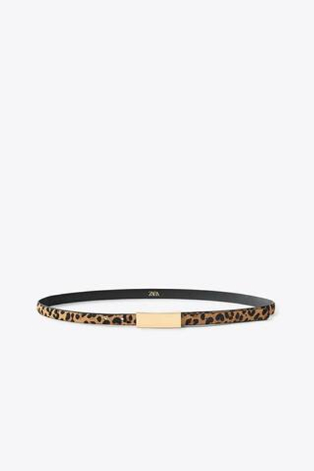 ZARA КОЖАНЫЙ РЕМЕНЬ С ЛЕОПАРДОВЫМ ПРИНТОМ, ЛЕОПАРДОВЫЙ