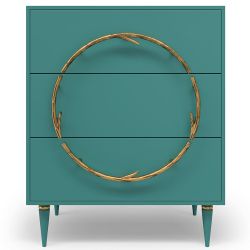 Комод Арт Колор matte Классик Голд с 3 ящиками Пастельно-синий матовый