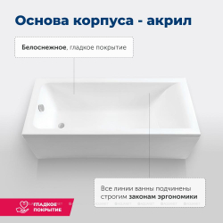 Акриловая ванна Aquanet (Акванет) Bright 165x70 с каркасом