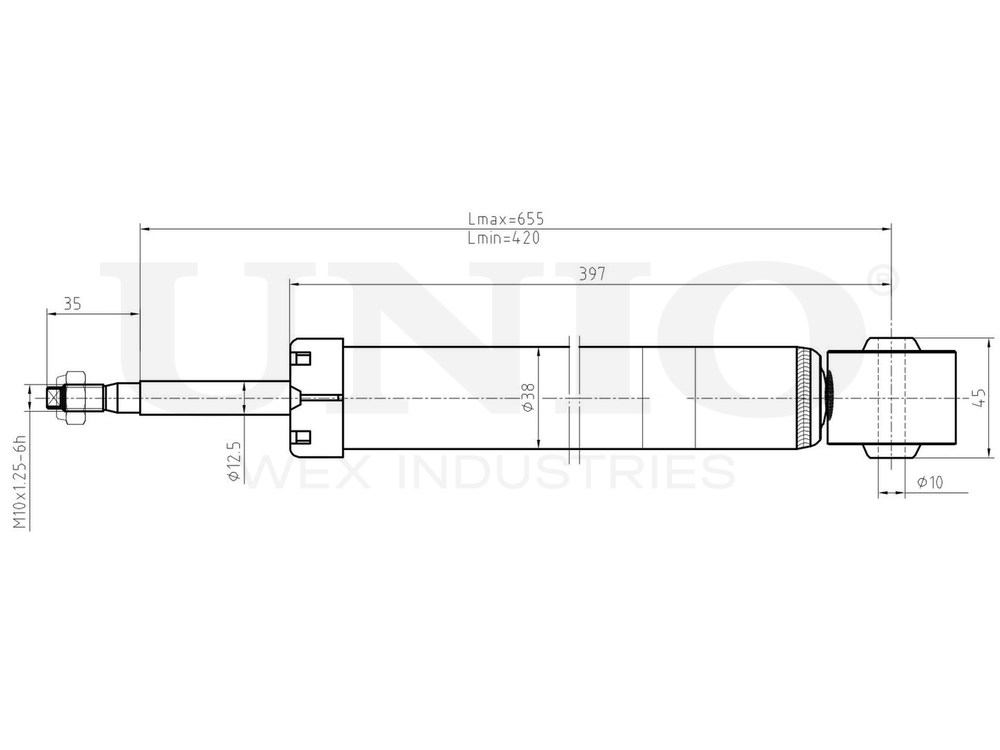 Амортизатор газовый задней подвески UNIO SAB-10638