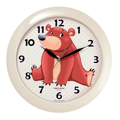 Часы настенные, модель 01, D 290мм, стекло пластик, пластиковый обод, цвет-бежевый