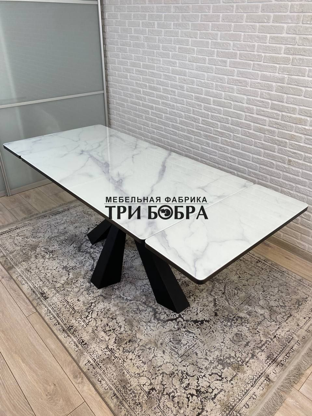 Кухонный раздвижной стол "Спайдер", итальянский мрамор