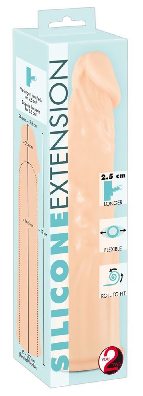 Телесная насадка-удлинитель Silicone Extension - 19 см.