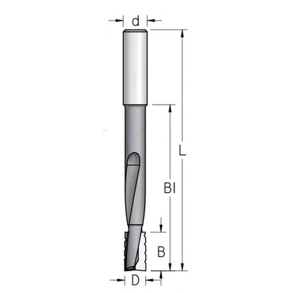 Фреза спиральная паз под замок без стружколома Z2 D16 B80x20 L130 DIMAR DT16012P