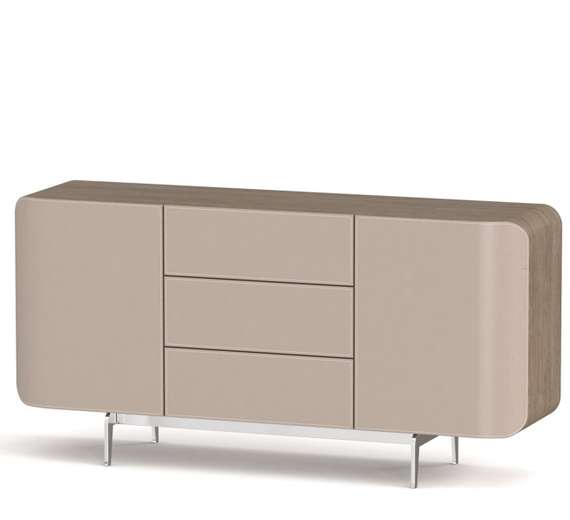 Комод SG-46, 160х76 см, бежевая экокожа, шпон ореха