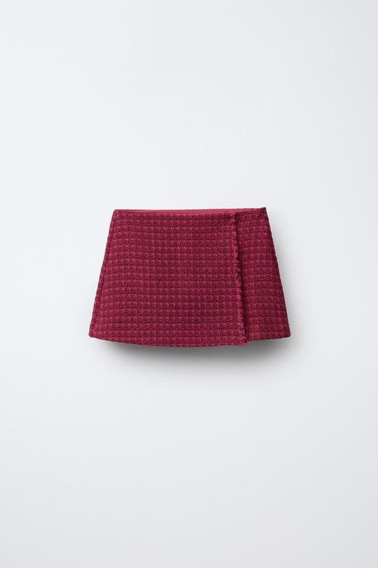 ZARA ЮБКА-ШОРТЫ С НЕОБРАБОТАННЫМ КРАЕМ, РОЗОВЫЙ