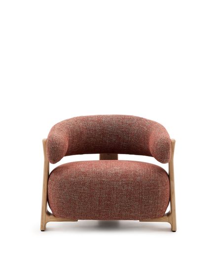 Granite Кресло из терракотового шенилла и массива ясеня в натуральной отделке Испания Lа Forma