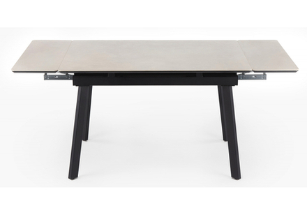 Керамический стол Woodville Норман 140(200)х80 carmen light grey, черный, ножки черные