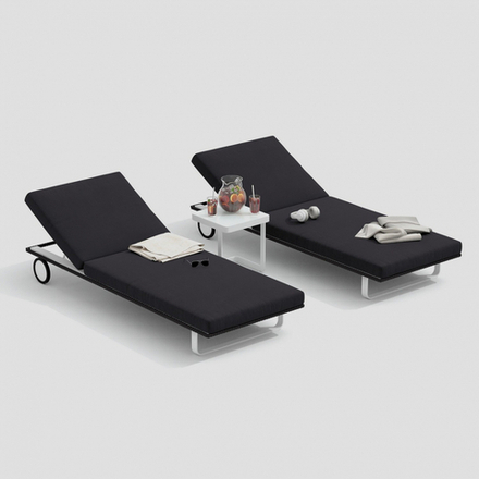 Шезлонг Ideal Patio КОСТА на колесах антрацит - белый каркас