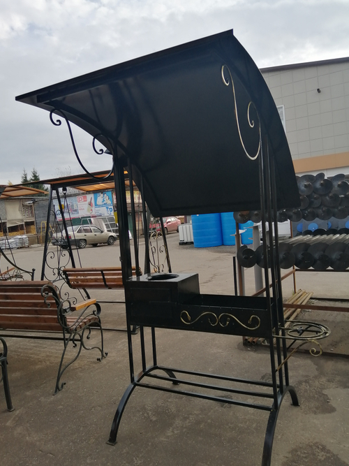 Мангал эконом с прям крышей и плитой
