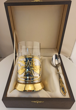 Подстаканник никел. с золочением "Армия" в футляре