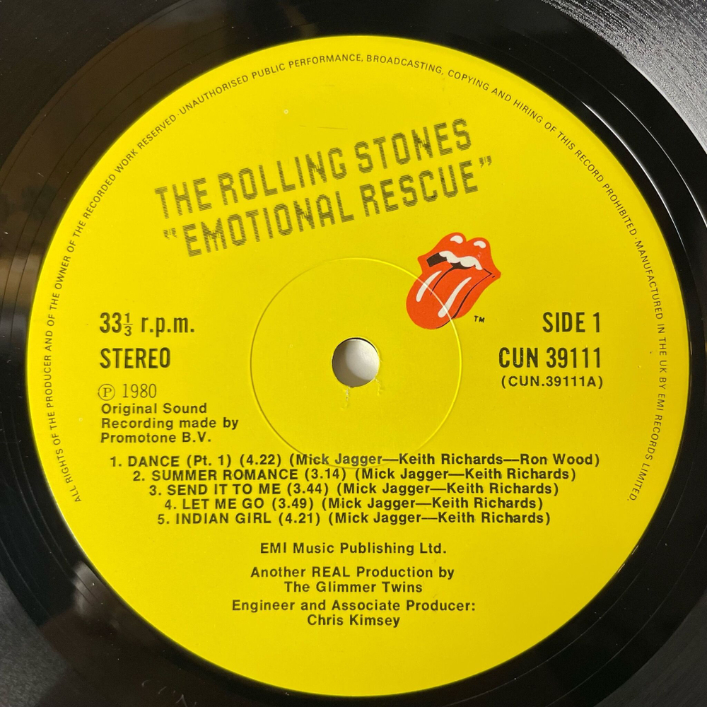 Винтажная виниловая пластинка LP The Rolling Stones Emotional Rescue (UK 1980)
