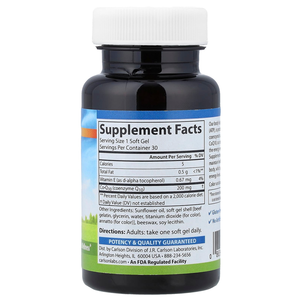 Carlson, коэнзим Q10, 200 мг, 30 капсул